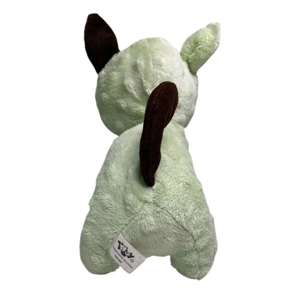Puli Brand Plush Dog Green Brown Spotted Stuffed Animal 8” Red Nose Puppy